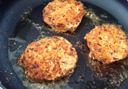 Frying the burgers