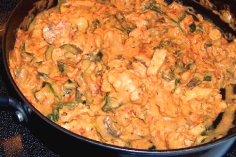 Veggie Chicken with Tomato Cream Sauce